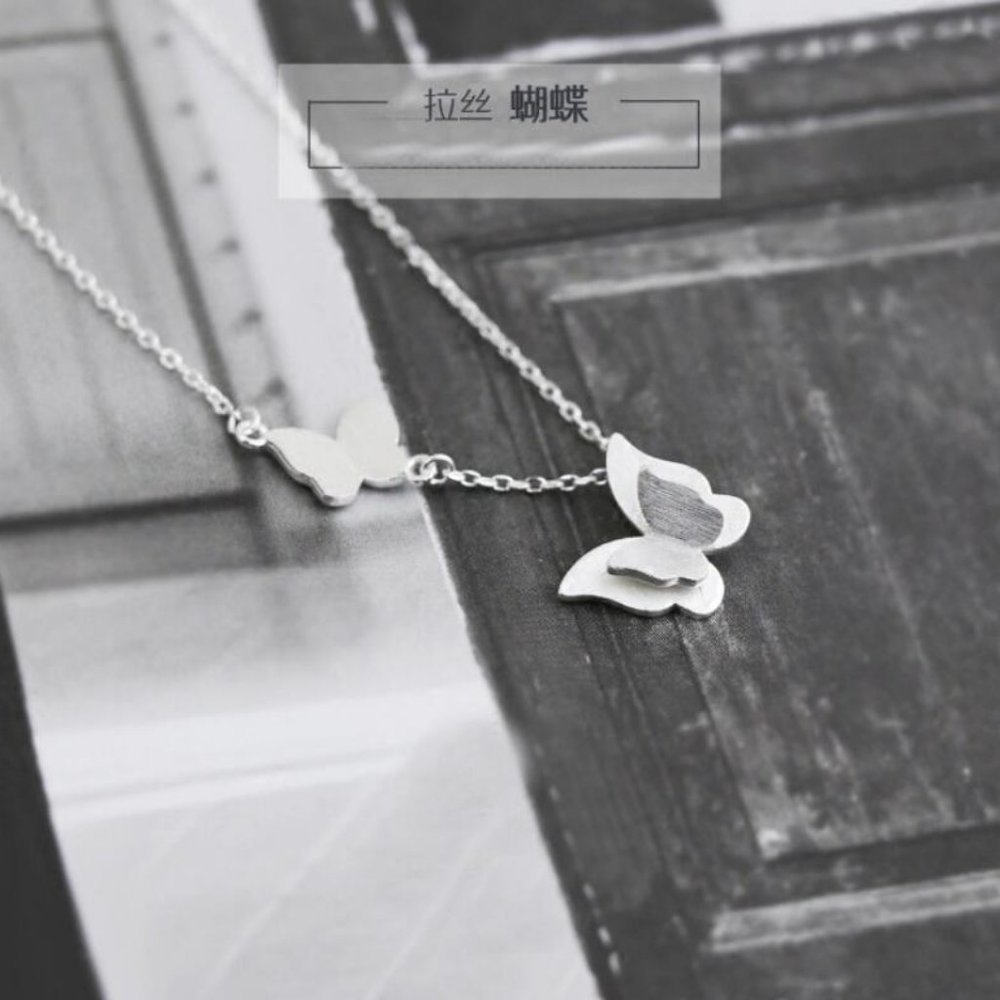NEW 925 Sterling Silver Double Butterfly Necklace - Picture 5 of 7